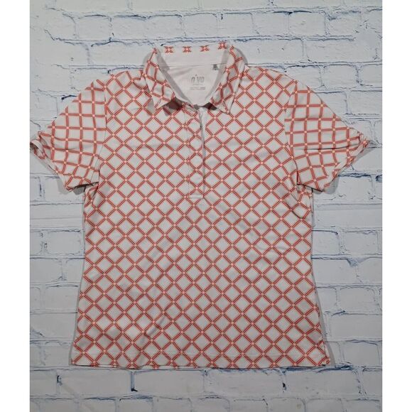 Tops - Nvo Shirt Womens White Orange Short Sleeve Polo Golf Geo Print Stretch
